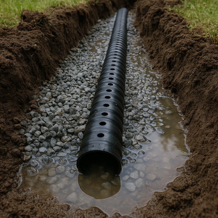cracked septic drain pipe with tree roots